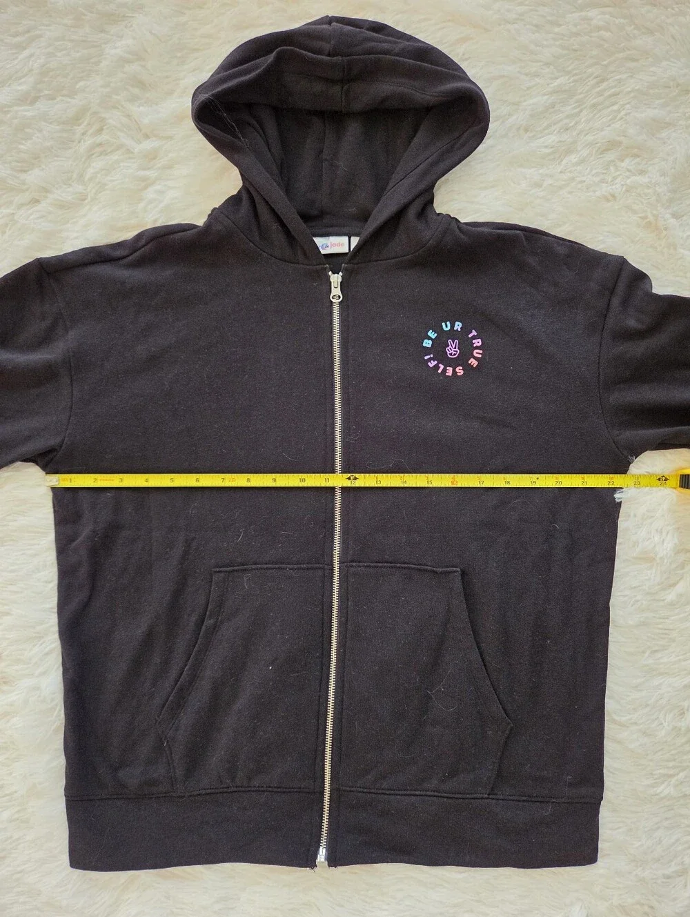 Sugar & Jade Black Oversized Zip Up Hoodie Girls Size 12/14